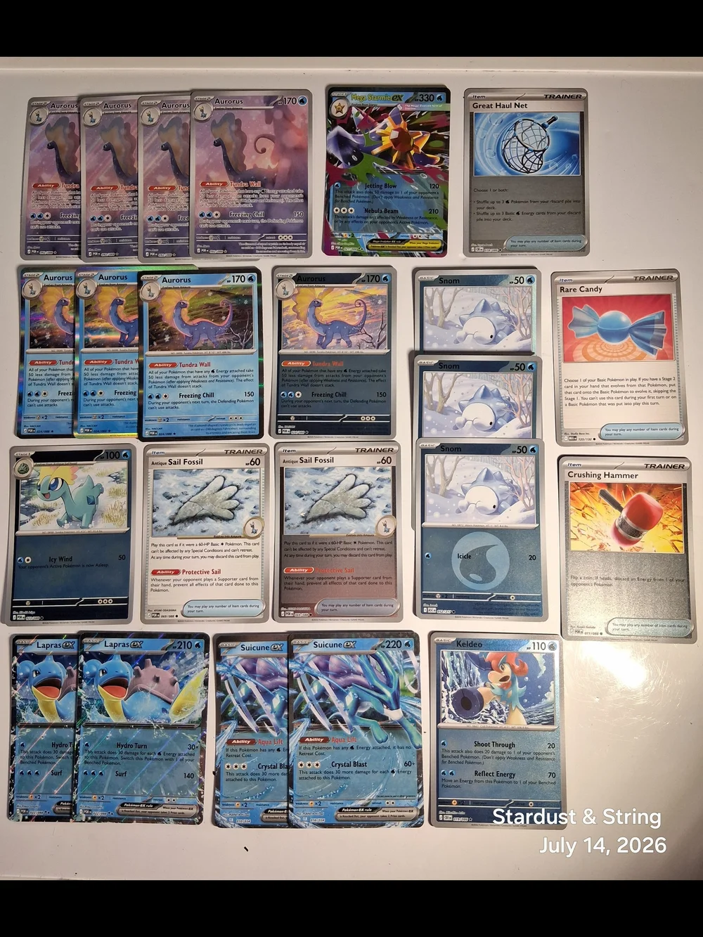 Pokemon Water Deck Core Max Rarity Aurorus Playset Lapras Suicune ex Lot